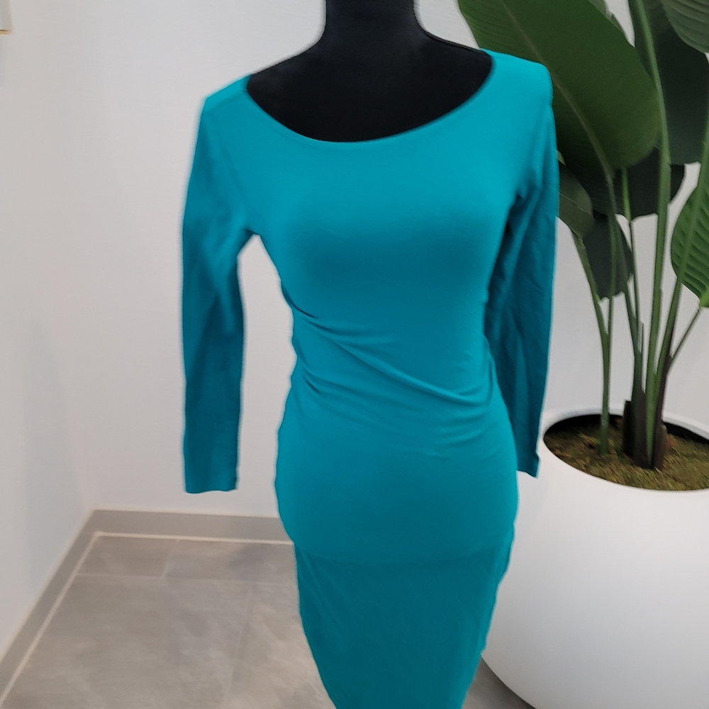 Simple Statement Teal Long Sleeve Dress